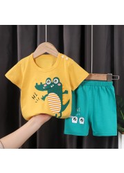 Seieroad Children's Summer Clothes Dinosaur Boys Cartoon T-shirt T-shirt + Pants Kids Clothes Short Sleeve Teenage Clothing Set Tracksuit