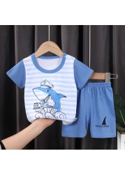 Seieroad Children's Summer Clothes Dinosaur Boys Cartoon T-shirt T-shirt + Pants Kids Clothes Short Sleeve Teenage Clothing Set Tracksuit