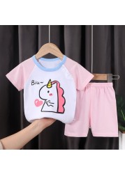 Seieroad Children's Summer Clothes Dinosaur Boys Cartoon T-shirt T-shirt + Pants Kids Clothes Short Sleeve Teenage Clothing Set Tracksuit