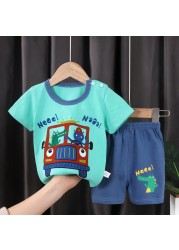 Seieroad Children's Summer Clothes Dinosaur Boys Cartoon T-shirt T-shirt + Pants Kids Clothes Short Sleeve Teenage Clothing Set Tracksuit