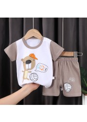 Seieroad Children's Summer Clothes Dinosaur Boys Cartoon T-shirt T-shirt + Pants Kids Clothes Short Sleeve Teenage Clothing Set Tracksuit