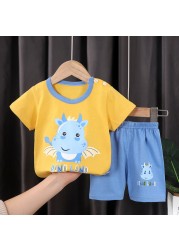 Seieroad Children's Summer Clothes Dinosaur Boys Cartoon T-shirt T-shirt + Pants Kids Clothes Short Sleeve Teenage Clothing Set Tracksuit