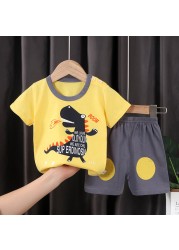 Seieroad Children's Summer Clothes Dinosaur Boys Cartoon T-shirt T-shirt + Pants Kids Clothes Short Sleeve Teenage Clothing Set Tracksuit