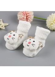 Newborn Baby Girl Boy Cute Cartoon Pattern Cotton Socks Infant Anti-slip Warm Floor Socks Medium Tube Knitted Socks