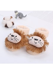 Newborn Baby Girl Boy Cute Cartoon Pattern Cotton Socks Infant Anti-slip Warm Floor Socks Medium Tube Knitted Socks