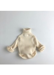 MILANCEL 2021 Kids Solid Sweaters Girls Sweaters Brief Style Boys Pullover Turtleneck Boys Knitwear