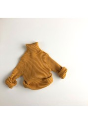 MILANCEL 2021 Kids Solid Sweaters Girls Sweaters Brief Style Boys Pullover Turtleneck Boys Knitwear