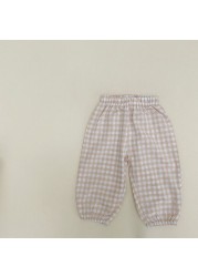 Toddler Baby Girl and Boy Lattice Pants Summer Kids Mosquito Pants Thin Cotton Boys Casual Loose Trousers Sweatpants