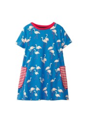 Little maven 2022 baby girls summer dress cotton lined cat children's casual lovely and comfortable clothes for 2-7 years old