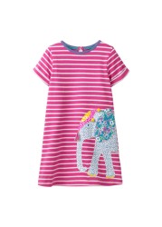 Little maven 2022 baby girls summer dress cotton lined cat children's casual lovely and comfortable clothes for 2-7 years old