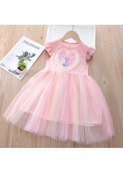 Hot Korean Summer Baby Clothes Frozen Elsa Kids Dresses for Girls Party Wear Flower Girl Dress for Wedding Party Korean Dresses