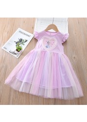 Summer Baby Girls Dresses Christmas Costume Frozen Elsa Anna Girls Cute Korean Mesh Children Clothes Vestidos