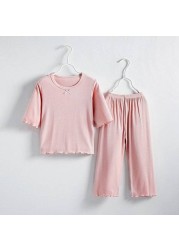 Girls Pajamas Sets Summer Children Sleepwear Baby Home Clothes Suits Air Conditioning Kids Pajamas Clothes Teenagers 3-10 Years