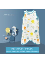 Summer Baby Sleepers Kids Sleeveless Vest for Boys Girls Pajamas Children Sleeping Bag Anti-kick Cartoon Baby Sleeping Bags