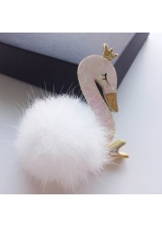 Princess Plush Swan Hair Clip Hairgrips For Girls Kids Hair Clips Hairpins Barrette Children Headwear Kawaii Hair Accessories