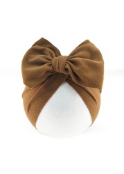 طفل كبير Bowknot الهند قبعة أغطية الرأس بلون قبعة قبعة لطيف القوس القطن مطاطا عمامة عقال للأطفال الرضع حديثي الولادة