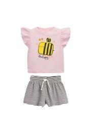 Summer Fashion Girls Set Kids T-shirt Kids Short Skirt Set Cotton Button Lapel Baby Suits Casual Tops For Kids 2-7 Years