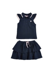 Summer Fashion Girls Set Kids T-shirt Kids Short Skirt Set Cotton Button Lapel Baby Suits Casual Tops For Kids 2-7 Years