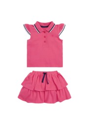 Summer Fashion Girls Set Kids T-shirt Kids Short Skirt Set Cotton Button Lapel Baby Suits Casual Tops For Kids 2-7 Years