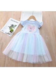 Summer Children's Clothing Frozen Lace Elsa 2 Princess Dresses Birthday Outfits Korean Cute Baby Girls Party Clothes