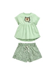 Kids Summer Clothes Girls Unicorn Sets Children Printing Tops Pants Suits Princess Girl Floral T-shirt Elastic Pant Set 2-7Y