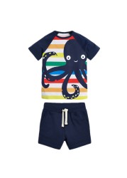 Fashion Clothing Summer Boys Sets Kids Printing T-shirts Cotton Shorts Suits Children Animal Tops Elastic Waist Pants Suit 2-7Y