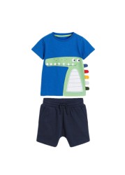 Fashion Clothing Summer Boys Sets Kids Printing T-shirts Cotton Shorts Suits Children Animal Tops Elastic Waist Pants Suit 2-7Y