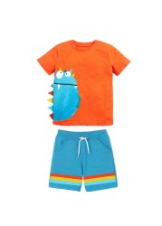 Fashion Clothing Summer Boys Sets Kids Printing T-shirts Cotton Shorts Suits Children Animal Tops Elastic Waist Pants Suit 2-7Y