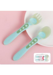 Silicone Baby Spoon Fork Kids Cutlery Set Cartoon Cute Utensil Baby Learning Training Spoon Infant Soft Fork