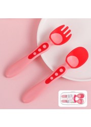 Silicone Baby Spoon Fork Kids Cutlery Set Cartoon Cute Utensil Baby Learning Training Spoon Infant Soft Fork