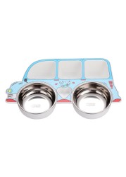 Children's Tableware Set Stainless Steel Dishes Baby Feeding Plate Spoon Fork Cute Cartoon Car Shape Bowl New Arrival