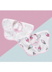 2 packs of cotton baby petal saliva towel baby double-sided snap button four-sided saliva towel neck scarf bib