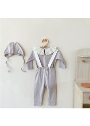 3pcs/set Newborn Baby Girl Clothes Infant Outfits Autumn Spring Baby Girl Romper + Overall Pants Girl Clothing Sets