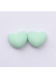 Chenkai 100pcs BPA Free Silicone Heart Teether Beads DIY Baby Pacifier Shower Soother Nursing Pendant Toy Sensory Accessory