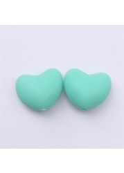 Chenkai 100pcs BPA Free Silicone Heart Teether Beads DIY Baby Pacifier Shower Soother Nursing Pendant Toy Sensory Accessory