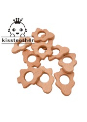 Kisstether 10pcs/lot Food Grade Beech Wood Teething Baby Teether Baby Toys Diy Making Wooden Rings Teething Toy