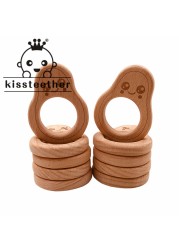 Kisstether 10pcs/lot Food Grade Beech Wood Teething Baby Teether Baby Toys Diy Making Wooden Rings Teething Toy