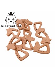 Kisstether 10pcs/lot Food Grade Beech Wood Teething Baby Teether Baby Toys Diy Making Wooden Rings Teething Toy