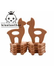 Kisstether 10pcs/lot Food Grade Beech Wood Teething Baby Teether Baby Toys Diy Making Wooden Rings Teething Toy