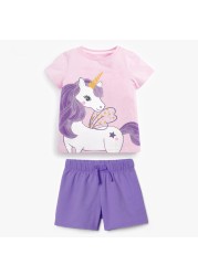 Unicorn kids sets 2022 summer girl cotton short sleeve elastic waist shorts suits children princess casual T-shirt clothing set