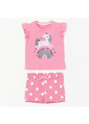 Unicorn kids sets 2022 summer girl cotton short sleeve elastic waist shorts suits children princess casual T-shirt clothing set