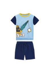 Kids Summer Clothes Boys Girls Cotton T-Shirts Sets Princess Girl Unicorn Printing Suits Children Boy Lapel Tops Pants Clothes