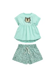 Kids Summer Clothes Boys Girls Cotton T-Shirts Sets Princess Girl Unicorn Printing Suits Children Boy Lapel Tops Pants Clothes