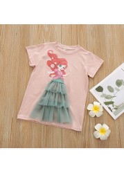 Summer Baby Girls Dresses Korean Cute Toddler Clothes Mesh Cartoon Fox Clothes Toddler Clothes