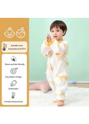 Cartoon Baby Sleeping Bag Kids Pajamas Double Gauze Pure Cotton Long Sleeve Children Zip Sleeping Bag Spring Summer for 1-5Y