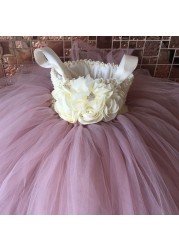 Flower Girl Tutu Dress Ankle Length Princess Tulle Kids Tutu Dresses for Girls Wedding Party Dress Kids Pageant Ball Gowns