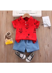2022 kids clothes suit summer children boy girl full printed T-shirt shorts 2pcs/sets infant children clothing 1 2 3 4 years