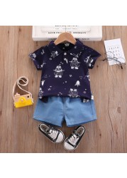 2022 kids clothes suit summer children boy girl full printed T-shirt shorts 2pcs/sets infant children clothing 1 2 3 4 years