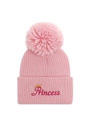 New autumn and winter baby hat embroidered letter hair ball knit hat for children winter hat wool hat