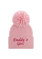 New autumn and winter baby hat embroidered letter hair ball knit hat for children winter hat wool hat